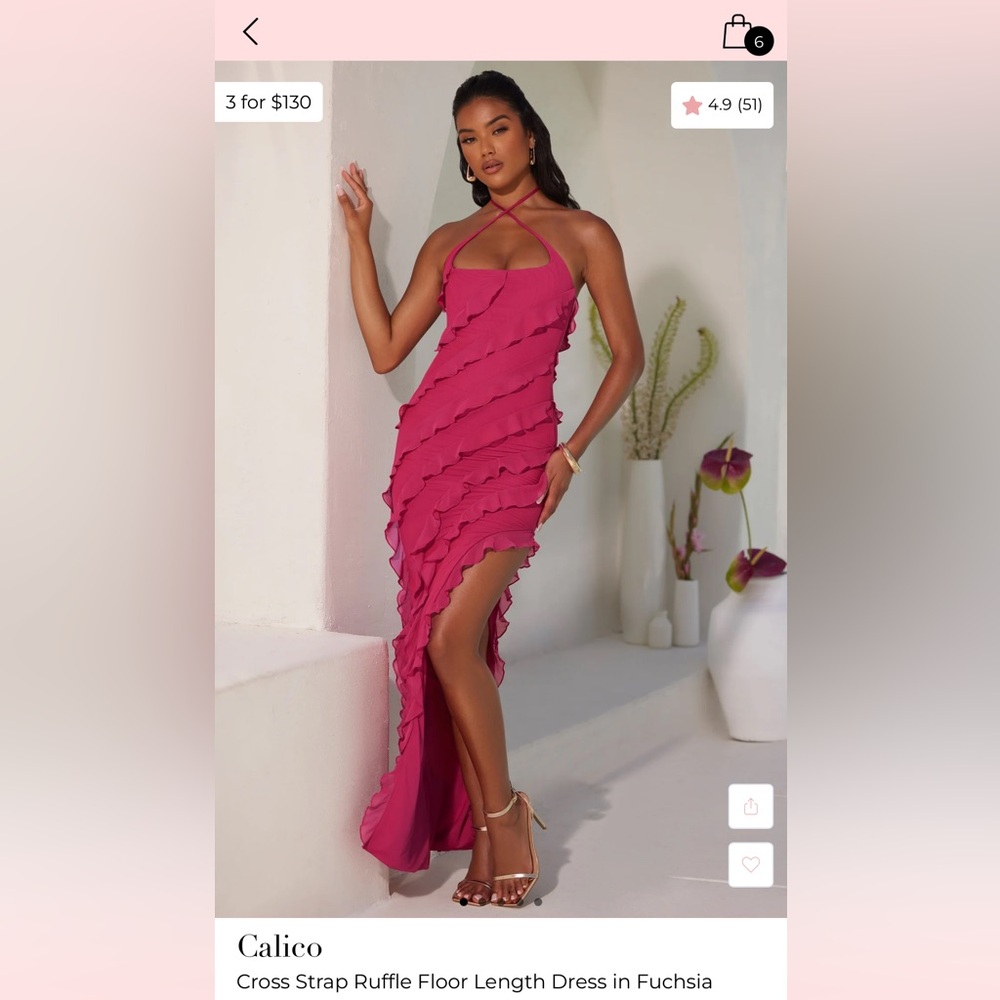 Oh Polly Pink Asymmetrical Ruffled Gown